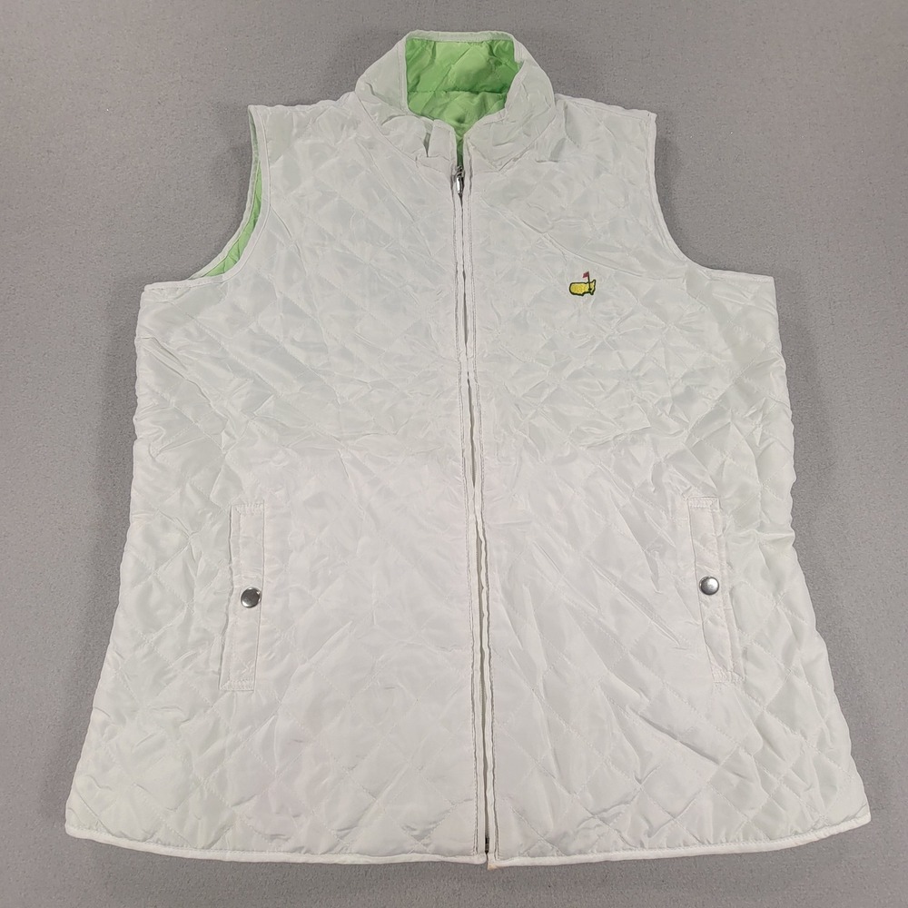 Magnolia Lane Masters Golf Quilted Reversible Puffer Vest White Green Women's L - Picture 2 of 12